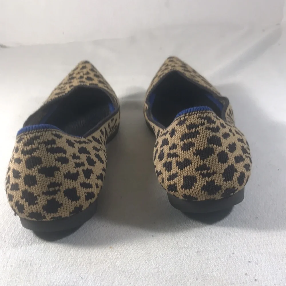 Rothy's Women’s Leopard Print The Point Retired Flats in Tan and Black Size W7.5
